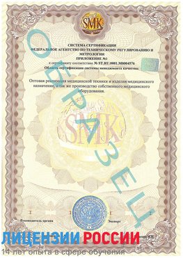 Образец сертификата соответствия (приложение) Шумерля Сертификат ISO 13485